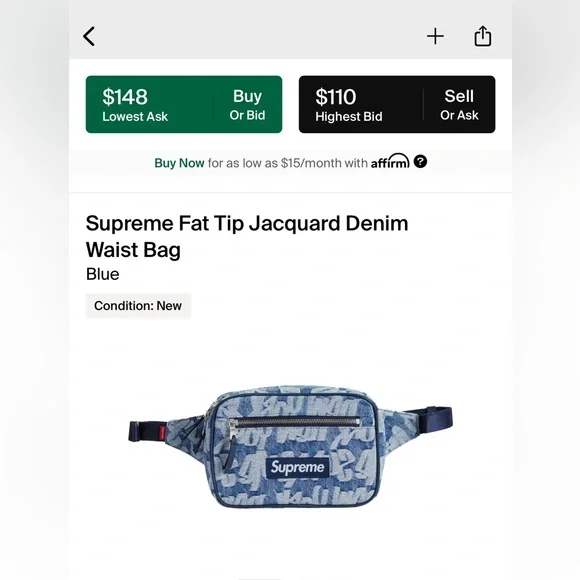 Supreme Denim Waist Bag Brand new never used.